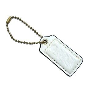 Coach Small Ivory Beige Leather Key Chain Fob Ring Charm Hang Tag